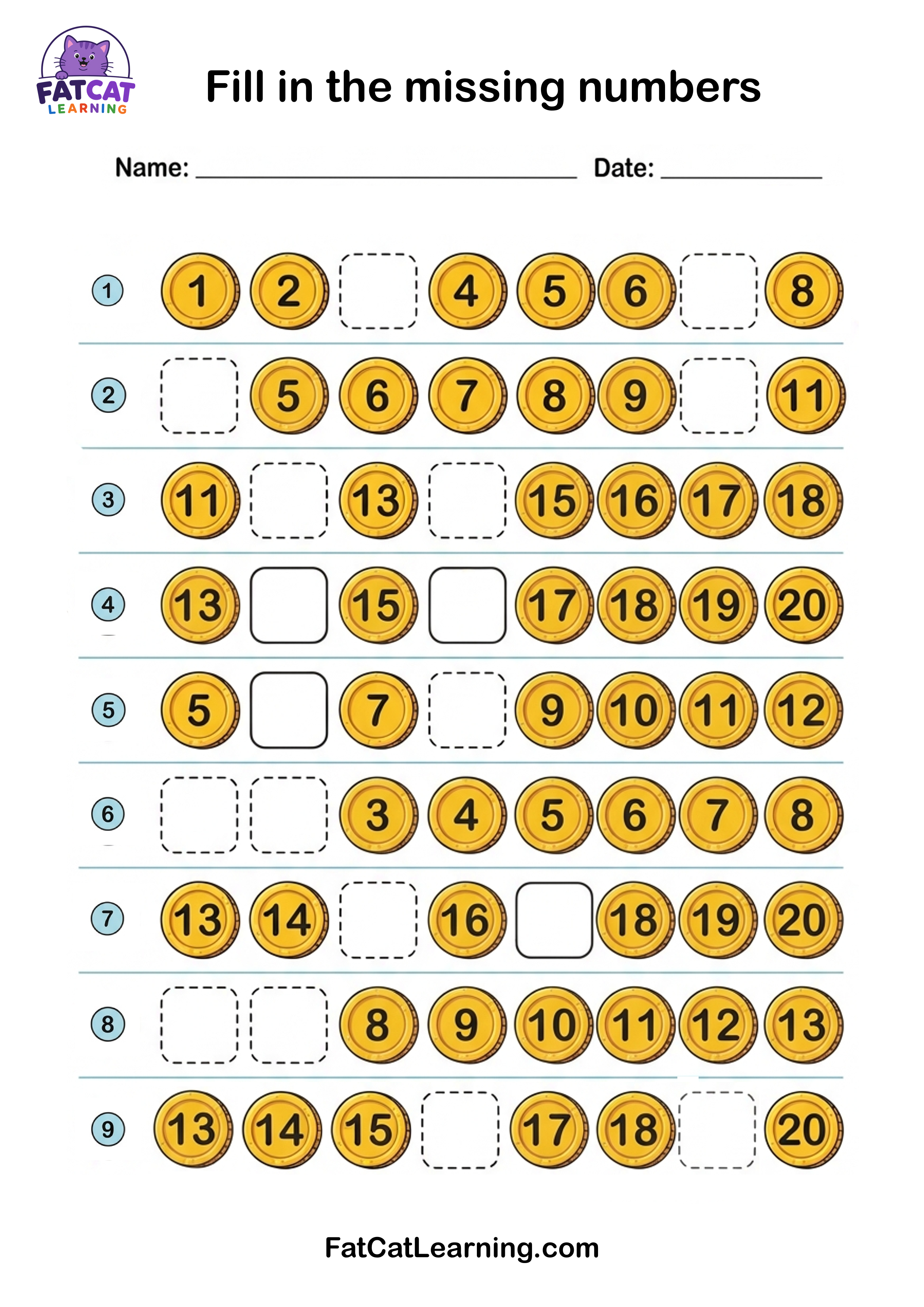 Missing Number Sequence Worksheet Preview
