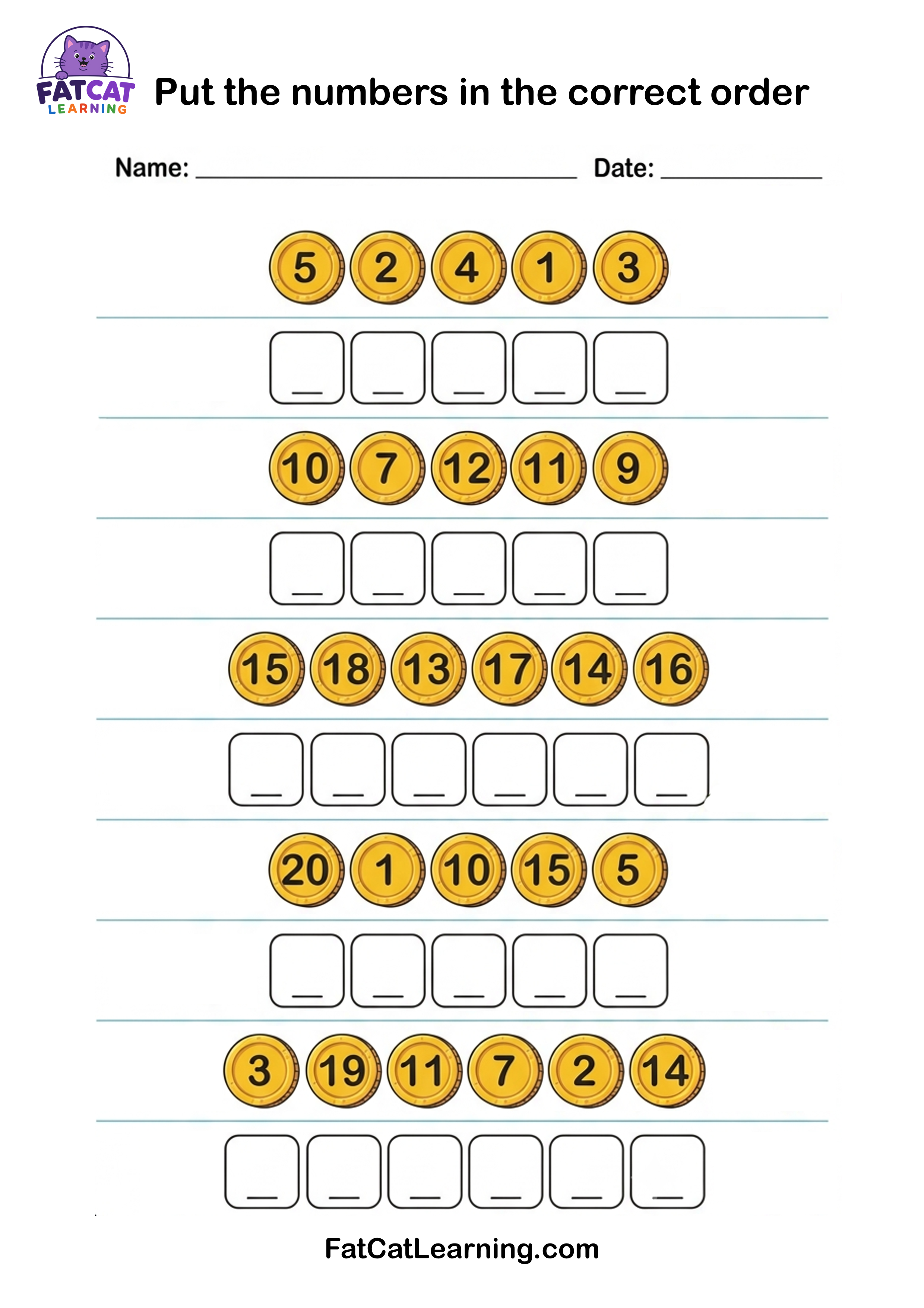 Number ordering Worksheet Preview